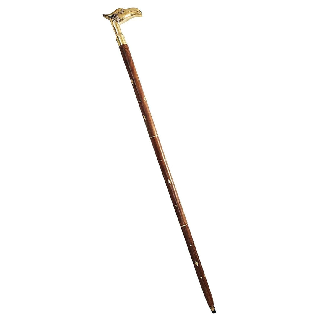 Santarms Wooden Stick for Walking Folding Walking Stick Walking Stick Pakka Sheesham Wood Walking Stick with Brass Handle - Eagle Design