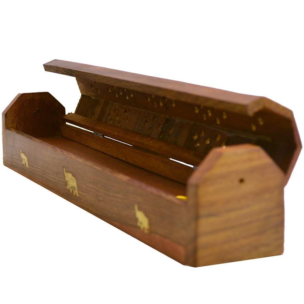 Santarms Sheesham Wood Agarbatti Stand, Rosewood Incense Holder, Handmade Wooden Dhoop Stand Ash Catcher
