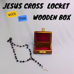 santarms Jesus Cross Catholic | wooden box with jesus locket | jerusalem Praying Rosary for men and women, Pack of 1
