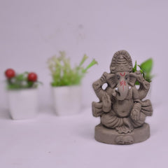 santarms Eco Friendly Ganesha Idol, Ganpati murti for Home visarjan, Water Soluble Idol Chaturthi Festival, Grey Gift (5 Inches, Lalbagh)