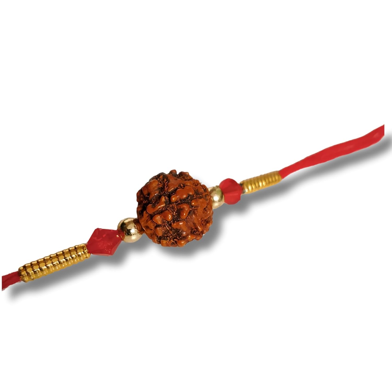 santarms Rudraksha Rakhi for Brother – Spiritual Beans Thread with Roli and Chawal – Pure Natural Rudraksh Raksha Bandhan Rakhi for Bhai