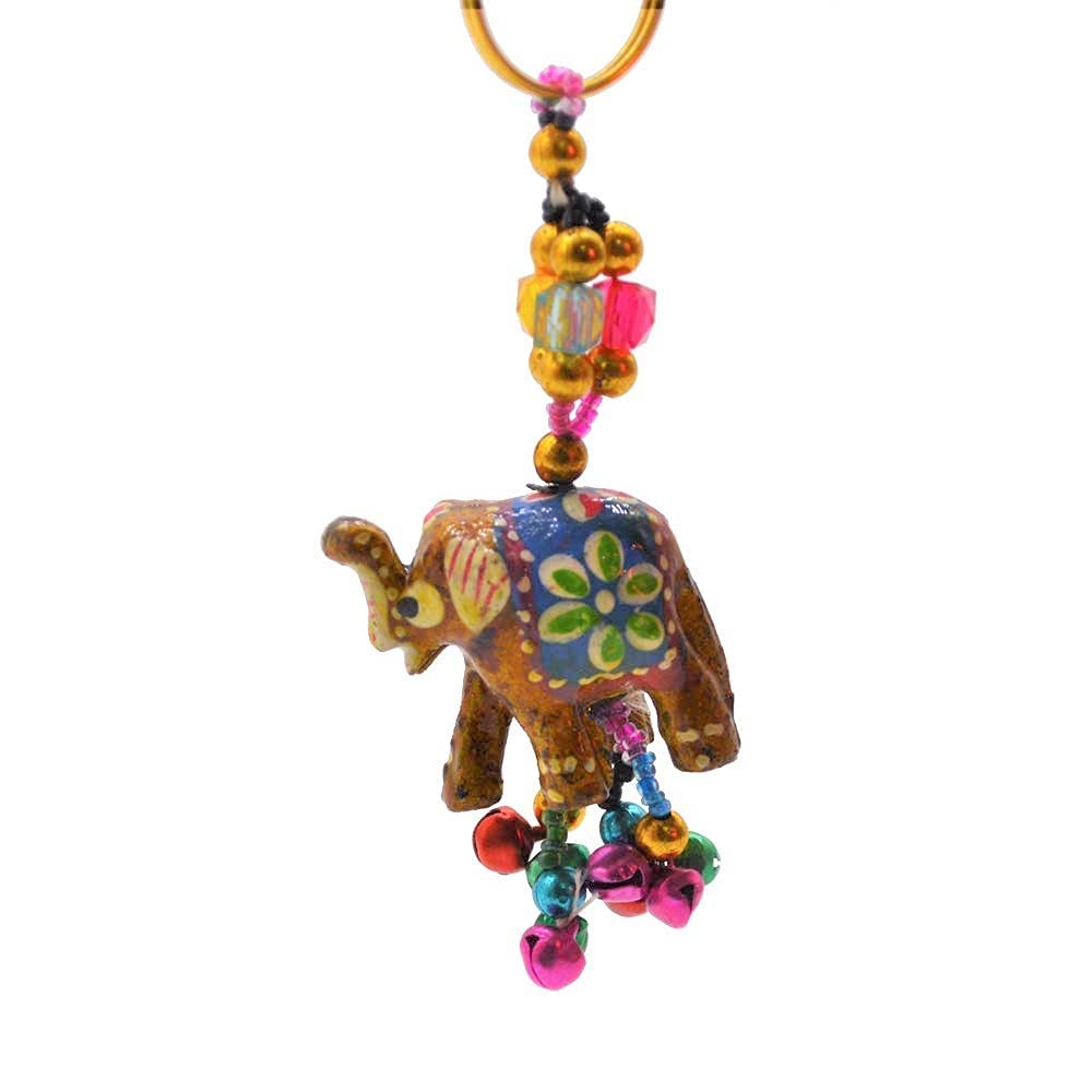 santarms Key Ring Wooden Elephant Key Chain, Key-Ring (3 inch) brown colour Wood - Elephant Keychain - use as a Gift