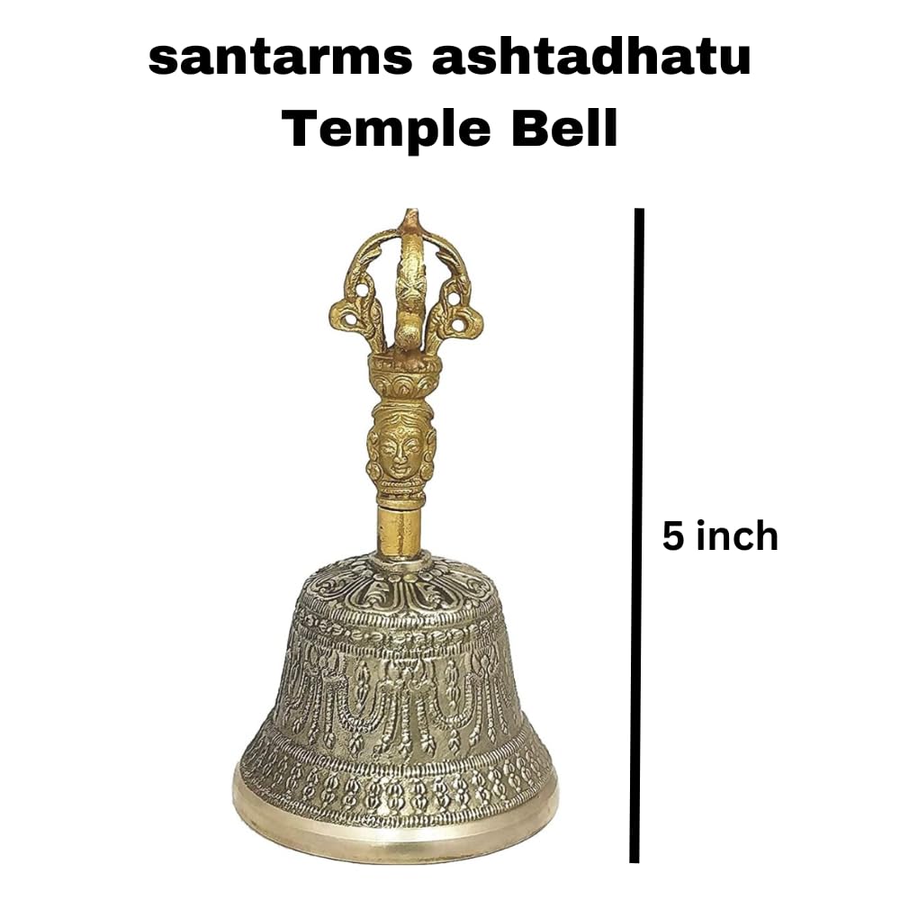 santarms ashtadhatu Temple Bell Brass ghanti for Home Big Size Items décor vastu Antique Pooja Room Decoration mandir Hanging Bells puja