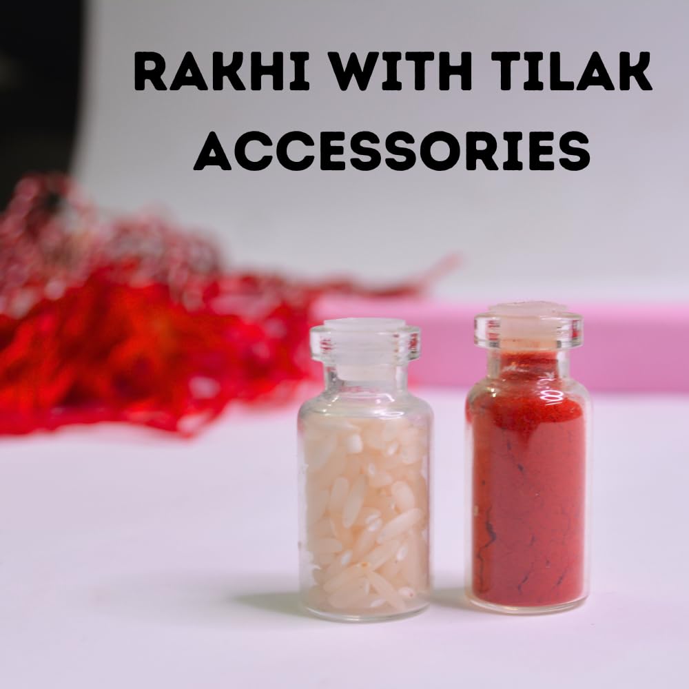santarms Rakhi Gift Pack With Set Of 2 Rudraksh Rakhi, And Roli Chawal For Brother Branded Packaging