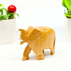 santarms Handmade Wooden Elephant (3 Inch, Brown Colour) - Exquisite Miniature Elephant Showpiece for Tabletop, Home & Office Decoration, Ideal Gift for Traditional Handcrafted Decor 1Pcs