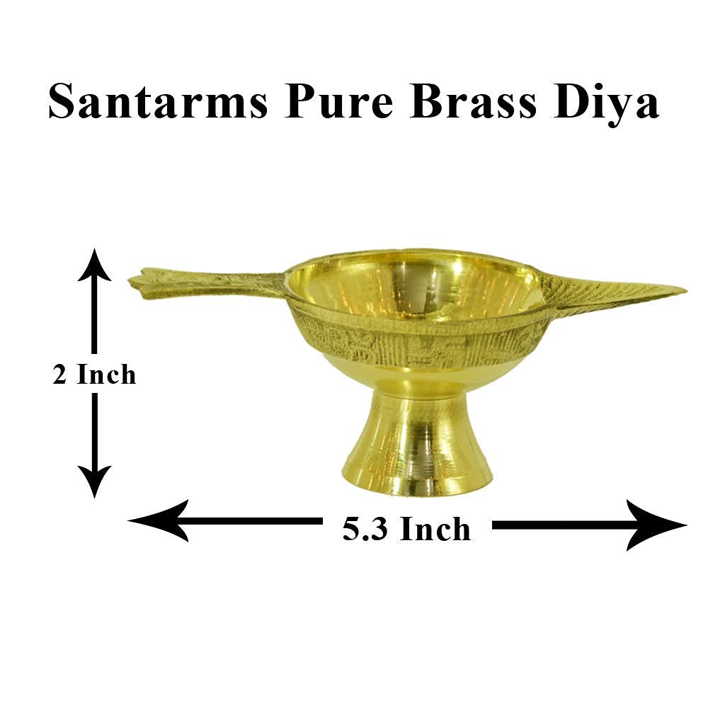 Santarms Handcrafted Pure Brass Diya Lamps Handmade Indian Puja Brass Oil Lamp-Diya Lamp Decorative Diya