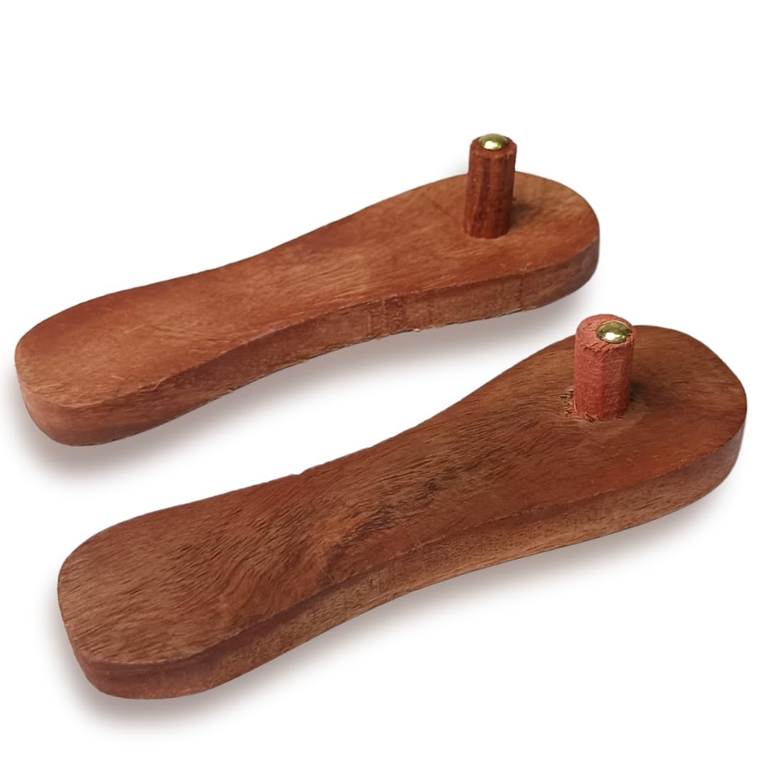 santarms Handcrafted Wooden Khadau Slippers | Traditional Brown Footwear For Baby Boys Pooja Authentic Charan Paduka Pairs Comfort & Spiritual Rituals Durable, Foot Feet Pack Of 1