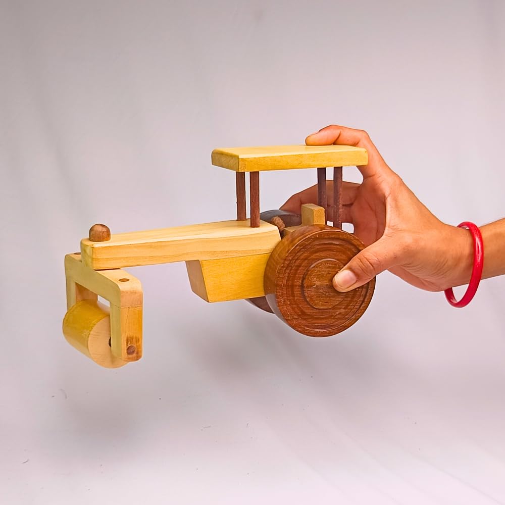 Santarms Wooden Moving Toy for Kids/Wooden Road Roller/Classic Wooden Toy for Kids and Showpiece