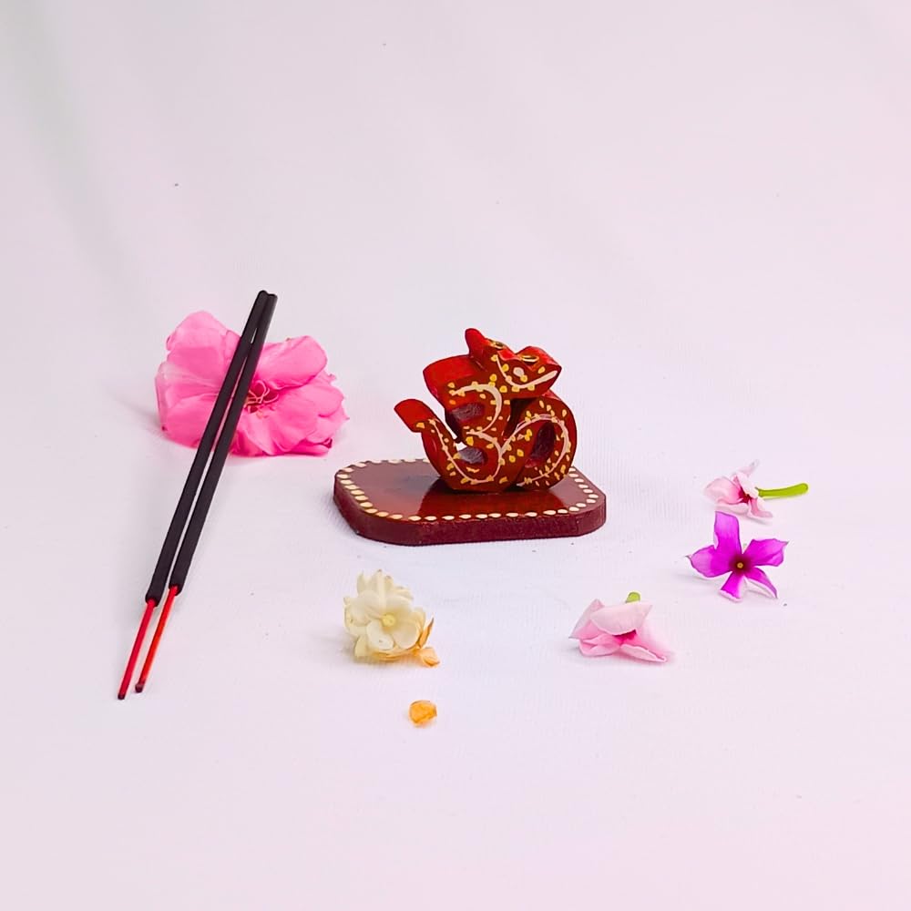 Santarms Om Agarbatti Stand | Wooden Incense Stick Holder for Pooja and Home Mandir Décor | Beautiful Wooden Incense Stick Holder | Pooja Essentials, Pack of 1