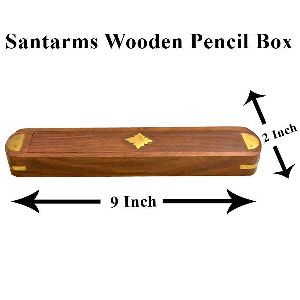 Santarms Wooden Pencil Box for Girls for School Kids Or agarbatti Stand - Incense Stick Stand - (23x5x2.5 cm)