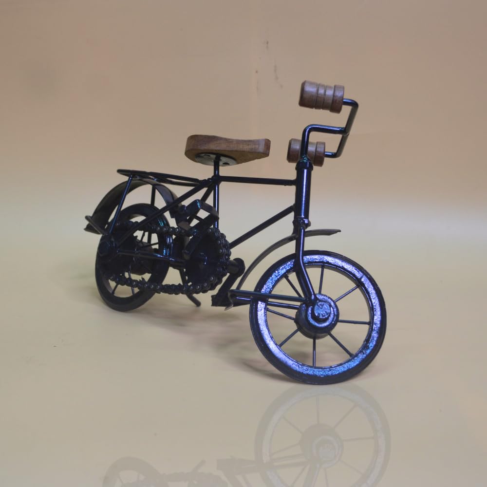 santarms Handmade Wrought Iron Small Miniature Cycle (17x28x9) cm, [Black Colour]- Iron Cycle Toy for Kids and Home and Office d cor showpiece- use as a Gift
