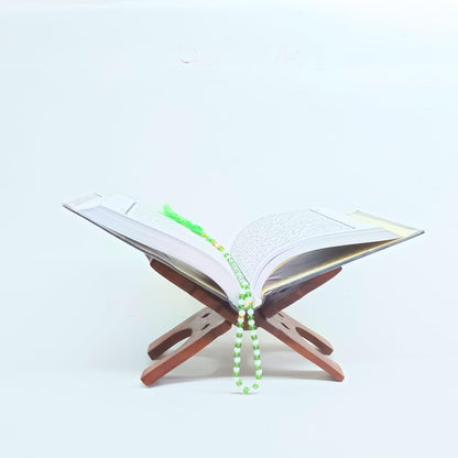 Santarms Premium Wooden Rehal Quran Stand with Islamic Art – Holy Book Holder with Decorative Crescent Moon Design – Home Décor for Ramadan, Eid, Prayer – Bookrest for Quran, Bible, Gita