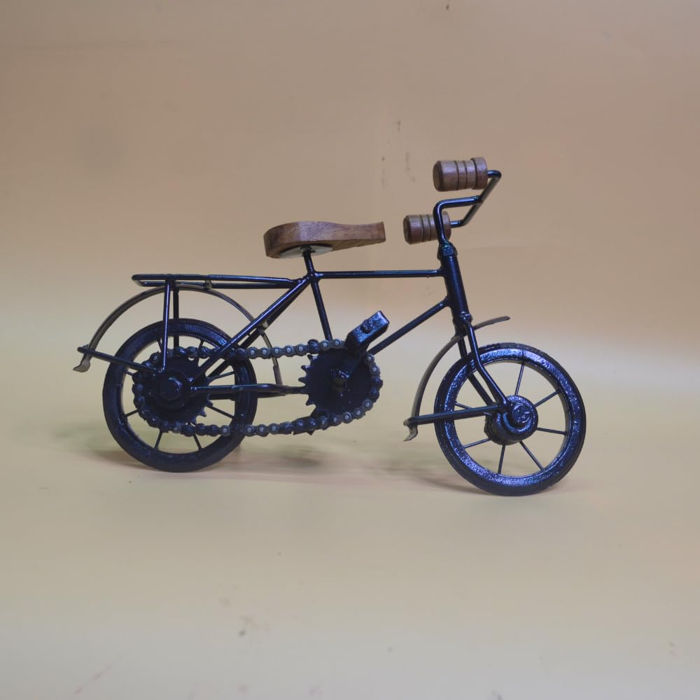 santarms Handmade Wrought Iron Small Miniature Cycle (17x28x9) cm, [Black Colour]- Iron Cycle Toy for Kids and Home and Office d cor showpiece- use as a Gift