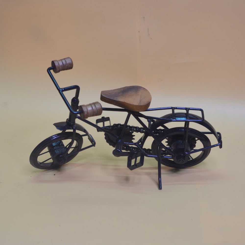 santarms Handmade Wrought Iron Small Miniature Cycle (17x28x9) cm, [Black Colour]- Iron Cycle Toy for Kids and Home and Office d cor showpiece- use as a Gift
