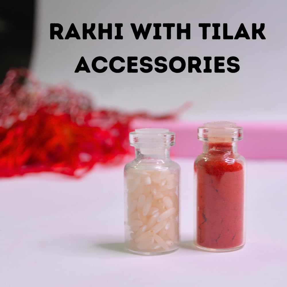 santarms Rakhi Combo Of 2 Rakshabandhan Celebrations Gift Evil Eyes With Mauli And Chawal For Brother Bhabhi