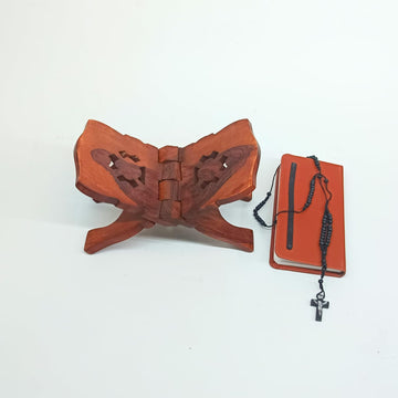 Santarms Wooden Book Stand | 10-Inch Holy Bible Holder | Foldable Book Stand for Reading | Durable and Elegant Book Holder for Study and Pooja