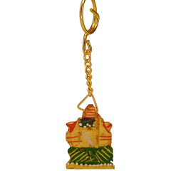 santarms Wooden Ganesha Key Chain, Key-Ring (11 cm) Multicolour-Hight Quality Wood- Ganesha Keychain Idol Keychain Collectible Gifting