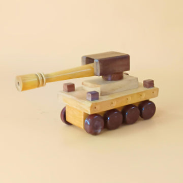 santarms Handicrafts Wooden War Tank | Exclusive India Handcrafted Battle Tank Toy for Kids | 100% Safe Wooden Home Décor Showpiece | Natural Wood Finish | Pack of 1