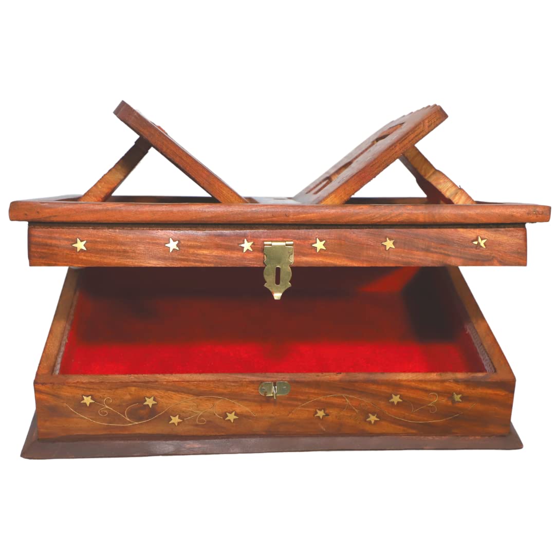 Santarms Wooden Handmade Book Box, Holy Book Reader for Home D�cor (Brown)