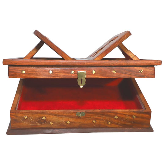 Santarms Wooden Handmade Book Box, Holy Book Reader for Home D�cor (Brown)