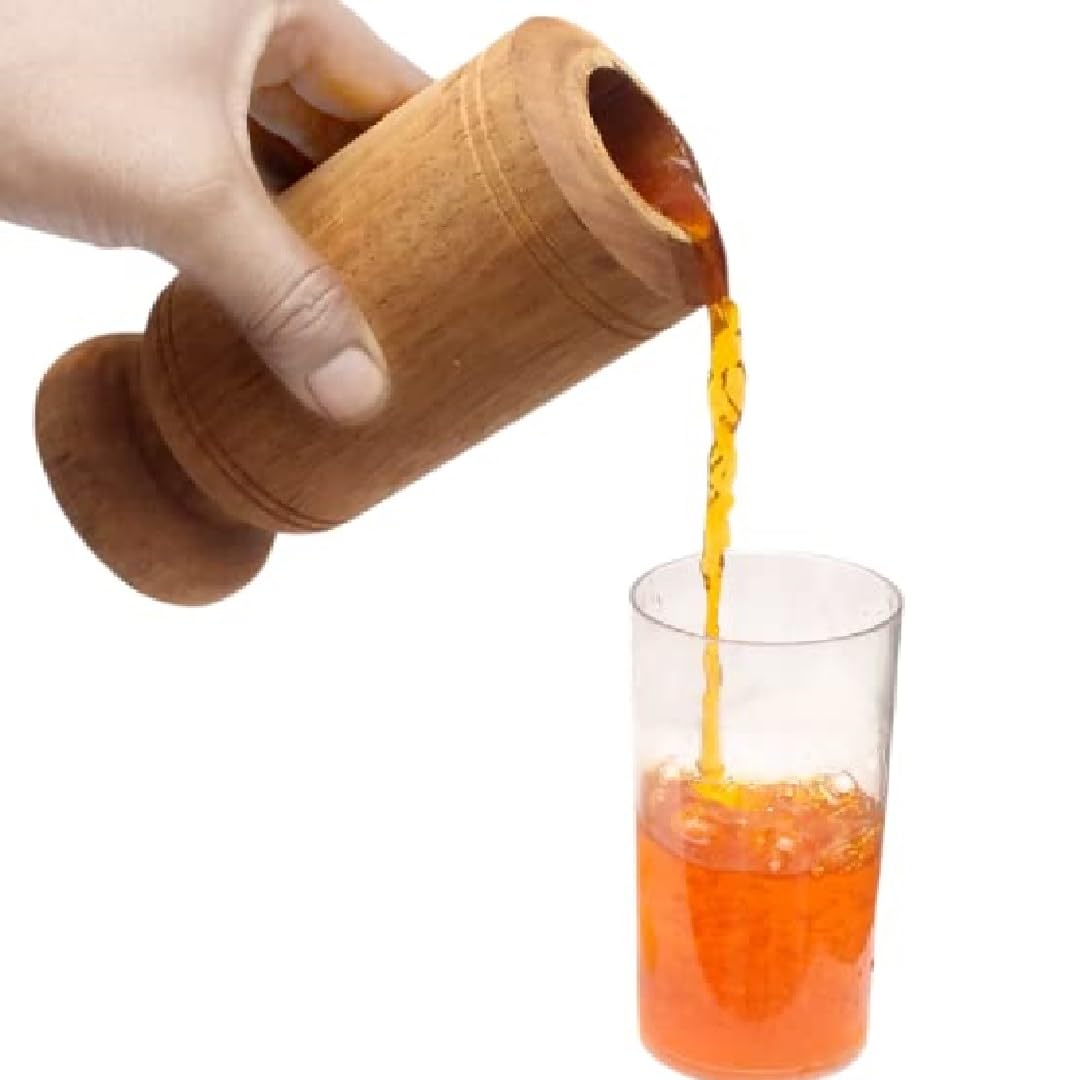 santarms Vijaysar Wooden Tumbler for Diabetes, Joint Pains, and Blood Sugar Control: Made of Natural Wood | Pack of 1
