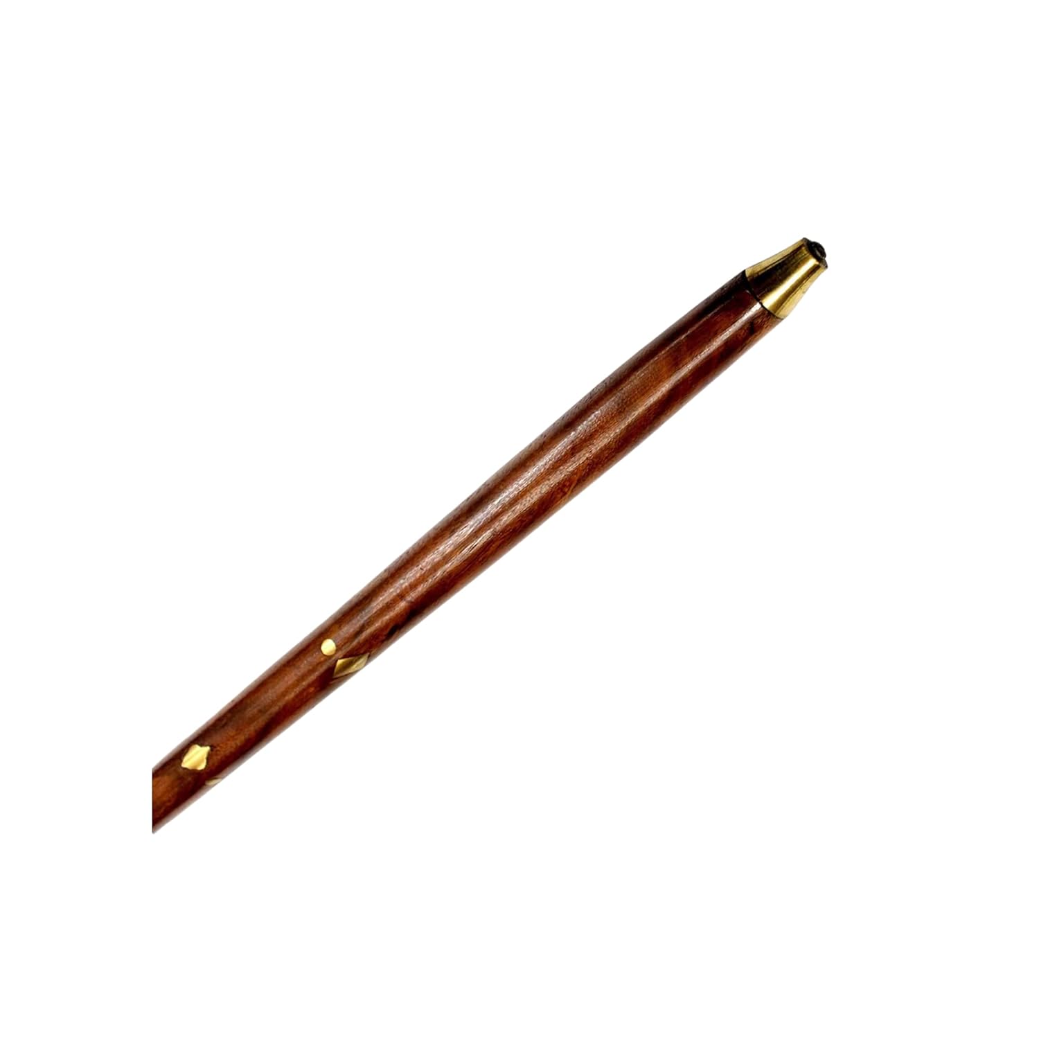 Santarms Morning Wooden Walking Stick with Brass Handle Handmade Solid Sheesham Rule Swagger for Self-Defense - Natural Wood Cane for Men & Women