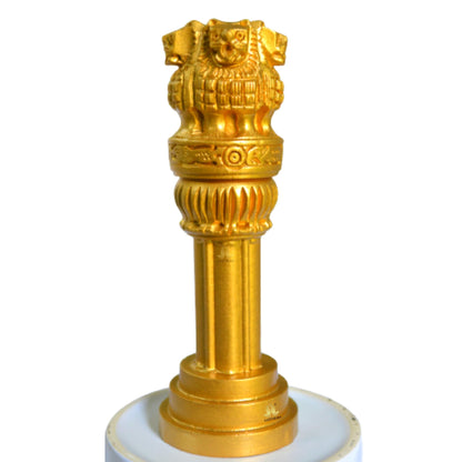 santarms Wooden Ashoka Head Pillar for Office Desk and Car Dashboard, Hand-Carved Sculpture Ashok Stambh/Piller for Table (3 Inch)