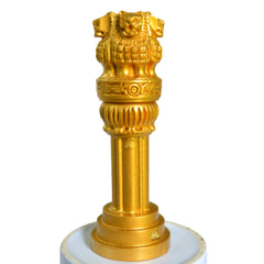 santarms Wooden Ashoka Head Pillar for Office Desk and Car Dashboard, Hand-Carved Sculpture Ashok Stambh/Piller for Table (3 Inch)