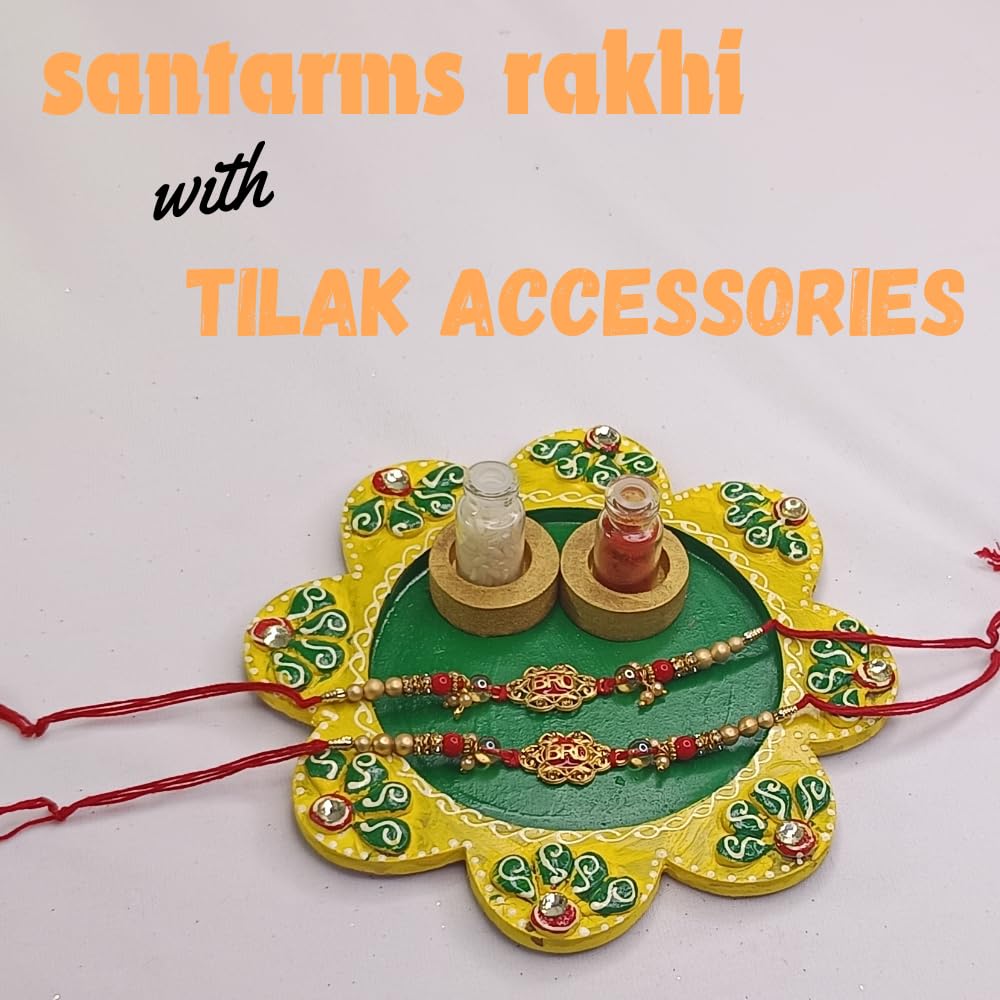 santarms Perfect for Celebrating the Express Your Love on Rakshabandhan with Stunning Rakhi Shop Elegant Pack of 2 Rakhis Sibliond Protection and Affection With Free Roli And Chawal