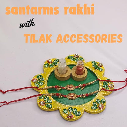 santarms Perfect for Celebrating the Express Your Love on Rakshabandhan with Stunning Rakhi Shop Elegant Pack of 2 Rakhis Sibliond Protection and Affection With Free Roli And Chawal