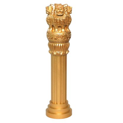 santarms Wooden Ashoka Stambh Pillar for Office Desk and Car Dashboard, Hand-Carved Sculpture Ashok Head/Piller for Table (3 Inch)