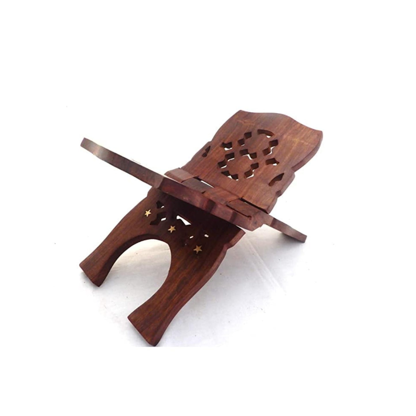 Santarms Holy Rehal for Quran Wooden Sharif - Strong Built Quality, Rihal Book Stand with Brass Inlay Work, Islamic Religious Product, 13 Inch, Ideal for Quran, Bible, Ramayan, and Geeta Pack of 1