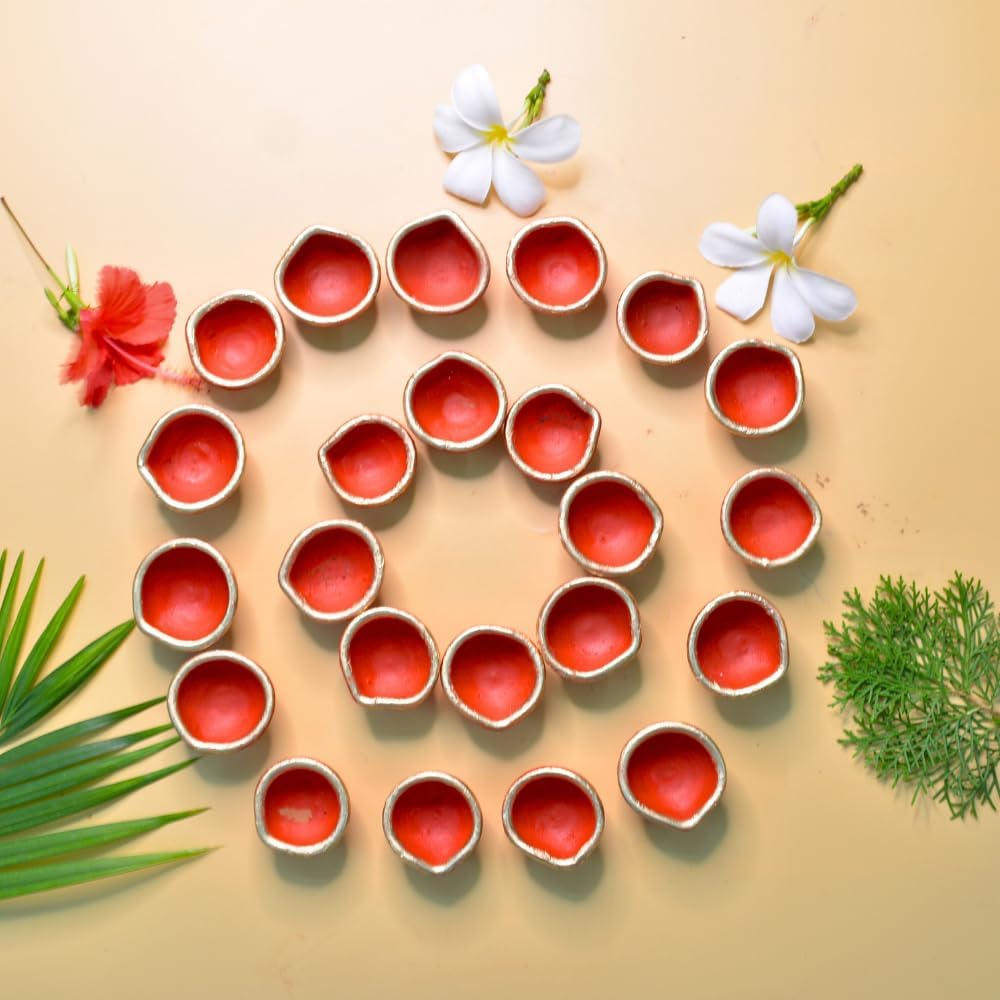 santarms Handmade mitti ke Diya for Diwali Decor for Pooja Home Decoration & Gifts Clay Diya for divali Festival Decoration Diya for laxmi Pooja Made in India Products