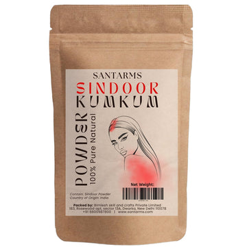 Santarms Natural Laal Sindoor Powder for Women, Long-Lasting Red Kumkum Suhaag for Pooja, Daily Use - 250gm