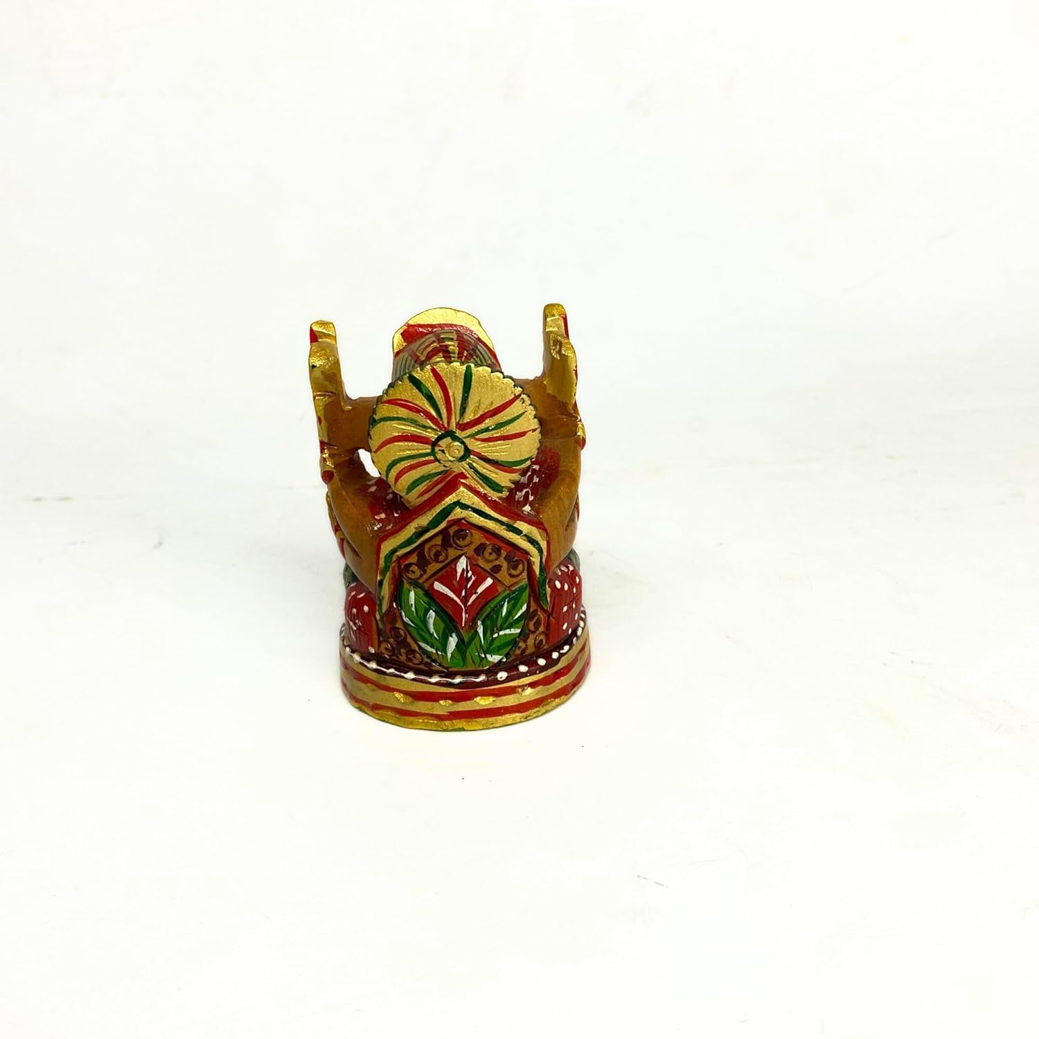santarms Handmade Small Wooden Ganesh Idol (2.5 Inch) Multicolor Tabletop Showpiece for Home & Temple Fine Wooden Lord Ganesha (Ganapathi) Statue Ideal for Gifting