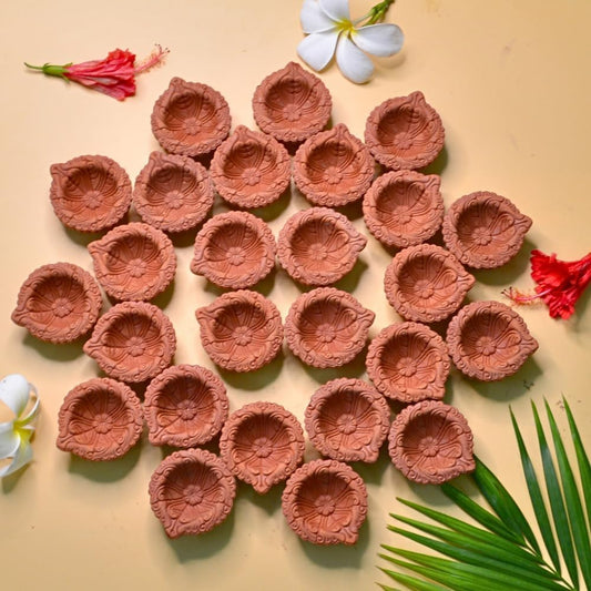 santarms Handmade mitti k Diya for Diwali Decor for Pooja Home Decoration & Gifts Clay Diya for divali Festival Decoration Diya for laxmi Pooja / Made in India Products
