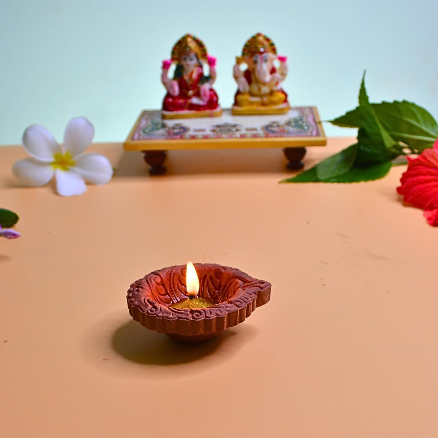 Santarms Mitti Diya for Diwali Decor for Pooja, Home Decoration & Gifts Diya for Home Diwali Festival Decoration, Diya for Laxmi Poojan (1 Pair)