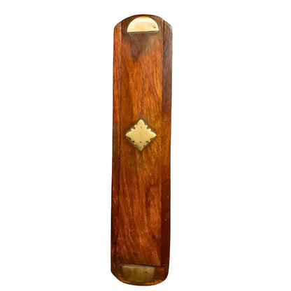 santarms Handmade Wooden Pen Pencil Box for Boys, Girls, School Use | Antique Brass Inlay Sliding Lid Pencil Holder Case for Kids