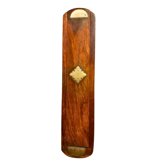 santarms Handmade Wooden Pen Pencil Box for Boys, Girls, School Use | Antique Brass Inlay Sliding Lid Pencil Holder Case for Kids