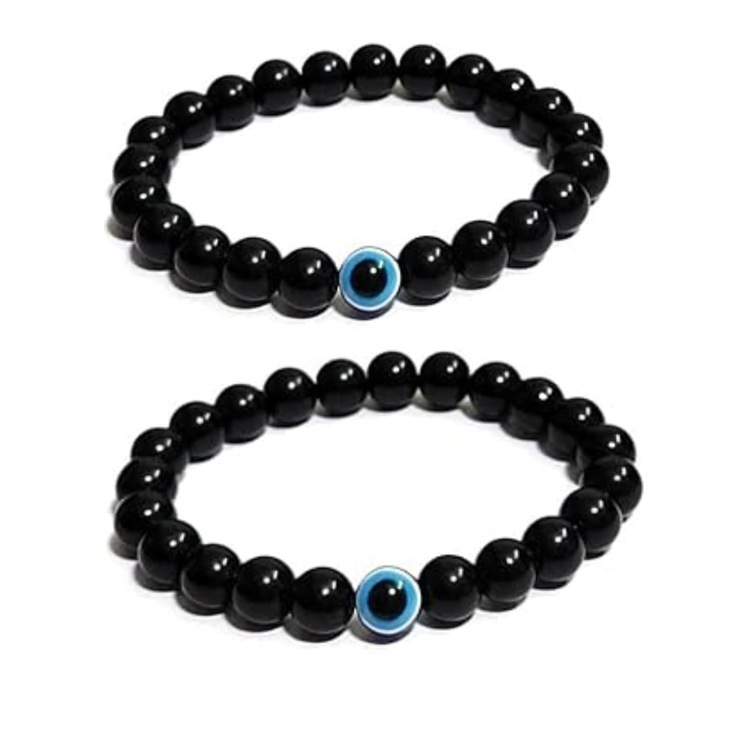 santarms evil eye Bracelets, Nazar Unisex Friendship Band, Nazar Battu All - Girls, Boys, Men & Women, Black pack of 2