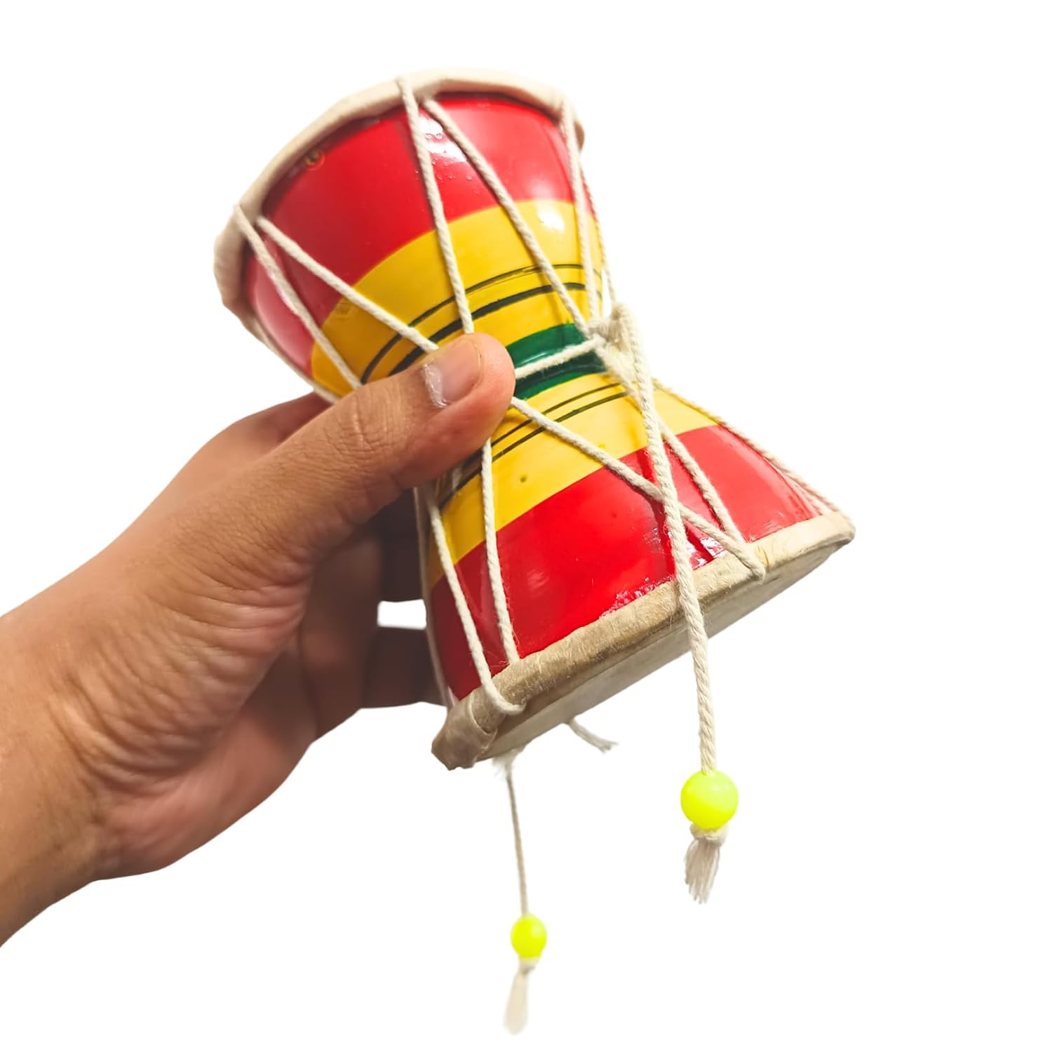 Santarms Shivji Ka Damru | Multicolour Wooden Handmade Damaru | Traditional Indian Hand Percussion Instrument – Pack of 1