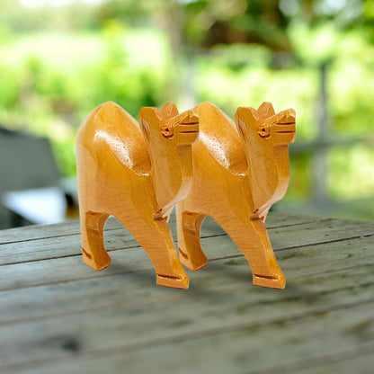 santarms Wooden Camel Figurine (2 Pairs, 3 Inch) - Miniature Cute Camel Showpieces with Glossy Shine Finish, Perfect for Home & Office Decoration, Tabletop Accent, and Unique Gifting Ideas