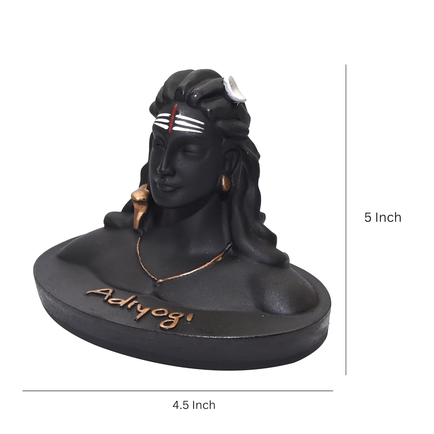 Santarms Marble Adiyogi with Wooden Shiva Damaru/Damru for Car Dashboard, Pooja Ghar, Mandir and Table - 13 * 12 cm