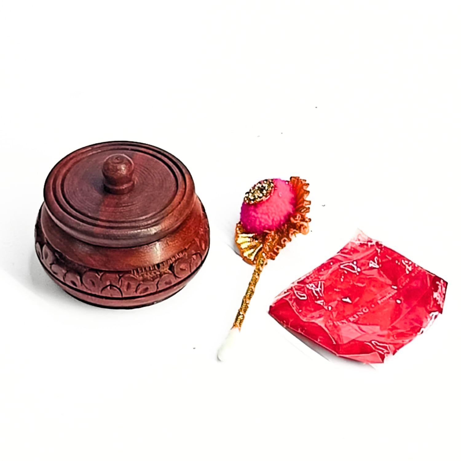 santarms Wooden Kumkum Box Shringar Box Sindoor Dabbi Handcraft Sindoor Refilable Wooden Sindur Dani