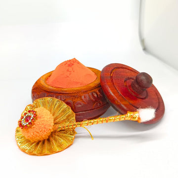 santarms Wooden Kumkum Box (2.5 Inch Height) Elegant Indian Handicrafts Sindoor For Pooja Room | Ideal Haldi, Tilak, And Compact Affordable Holder Ladies Traditional Low Rate Accessory