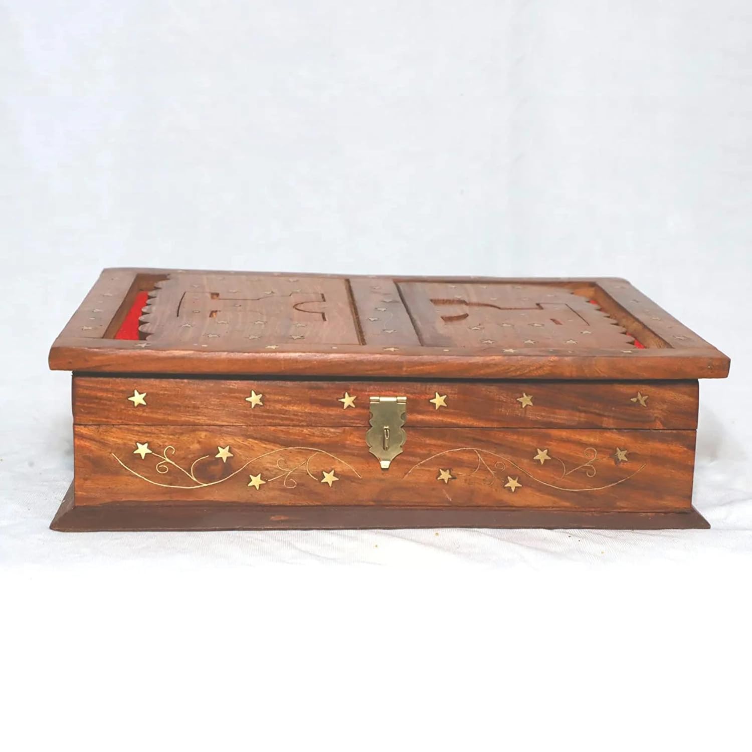 Santarms Handmade Wooden Holy Book Stand - Foldable Rehal Holy Books Book Box | Quran Sharif Quran Box Granth Pooja Bhagwat Ramayan Holder Rihal Bible Gita Ramayanam WITH Small Box