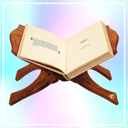 Santarms Elegant Wooden Book Stand Versatile Rehal for Holy Quran Geeta Gita, Granth Saheb, and Religious Texts (10 Inch) - Stylish Book Holder and Reading Stand, Ideal for Ramayan, Bride Bible