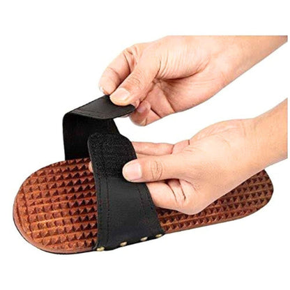santarms Wooden Acupressure Foot Slippers Saints Khadau Paduka Charan Sandals, Traditional Wood Massage Chappals, Unisex Slipper Feet Sandals For Enhanced Health And Relaxation
