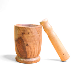 Santarms Handmade Wooden Okhli - Authentic Indian Handicrafts | Handcrafted Kitchen Masher Mortar Pestle With Intricate Carving (13x9x8 Cm) Brown Color Traditional Tool For Spices And Herbs"