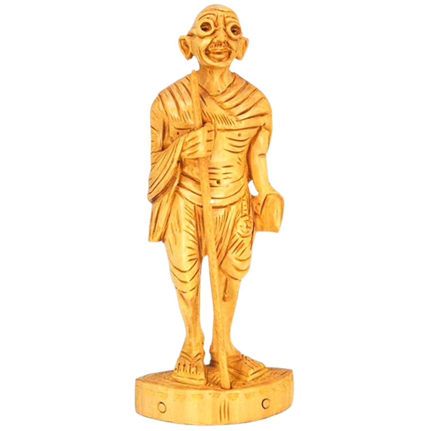santarms Handmade Wooden Gandhi ji Statue Idol showpiece (12.5 cm) Indian Sculpture Art - Mahatma Gandhi Bapu